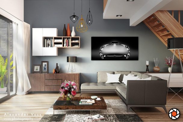 The Jaguar E-Type as a canvas picture will put a smile on your face every day.