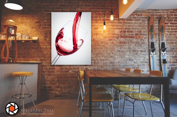 Red wine in a glass as a canvas picture will put a smile on your face every day.