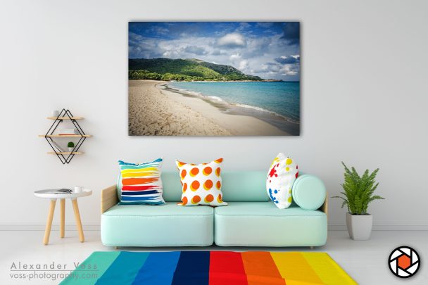 Cala Agulla beach as a canvas picture will put a smile on your face every day.