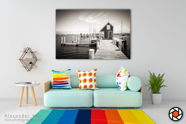 The Black Dog Wharf as a canvas print will bring a smile to your face every day.