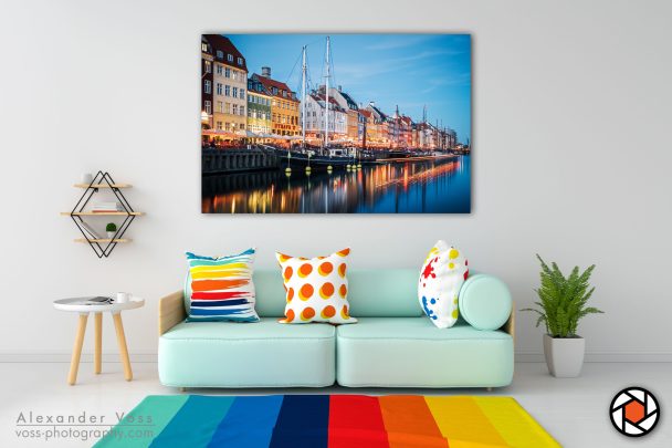 Nyhavn Copenhagen as a canvas picture will put a smile on your face every day.