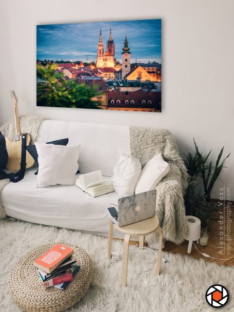 The skyline of Zagreb as a canvas picture for your home