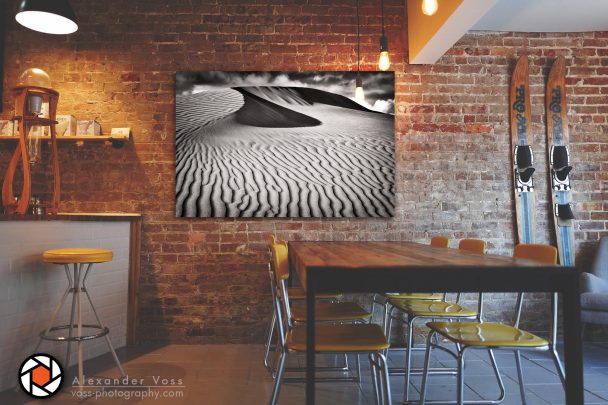 The Maspalomas Dunes as a classy canvas print in black and white.