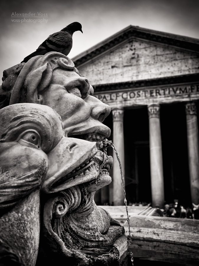Schwarzweiss-Fotografie: Rom – Fontana del Pantheon