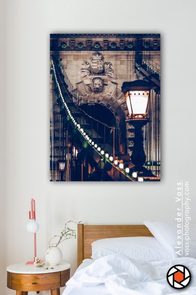 Budapest Chain Bridge as a canvas picture for your home.