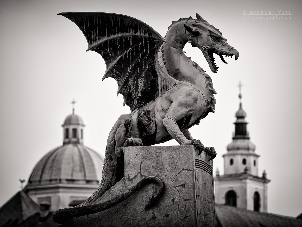 Black and White Photography: Ljubljana – Dragon Bridge